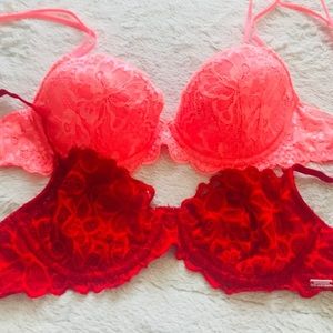 Pink & Red Lace PINK Victoria’s Secret Bra Bundle